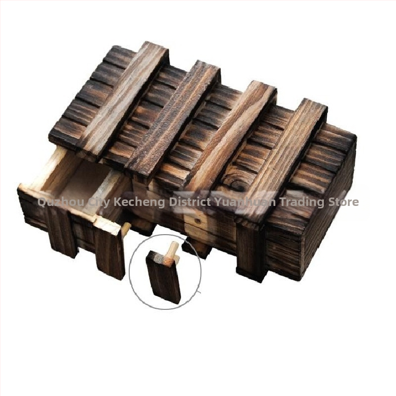 Drvena Kongming Lock slagalica kutija - retro trostruko otvaranje, mentalna zagonetka za bijeg (Porijeklo: Zhejiang · Materijal: Drvo · Kategorija: Kongming/Luban Lock · Dob: 7–14)