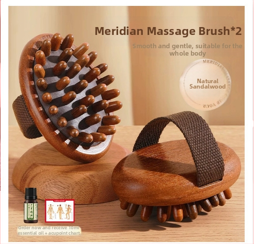 Ručný masážny hrebeň z camphorového dreva pre meridiány — zariadenie na chudnutie brucha po pôrode, pre celé telo