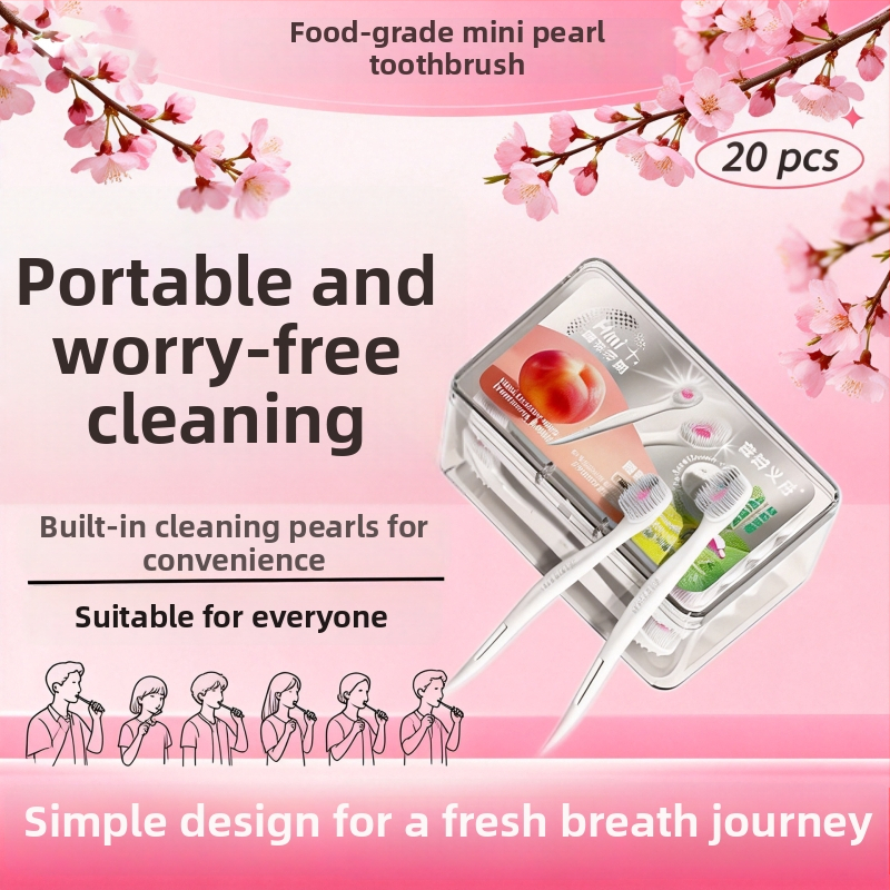 Еднократна зъбна четка, мини за пътуване, за възрастни, кутия с 20 бр.