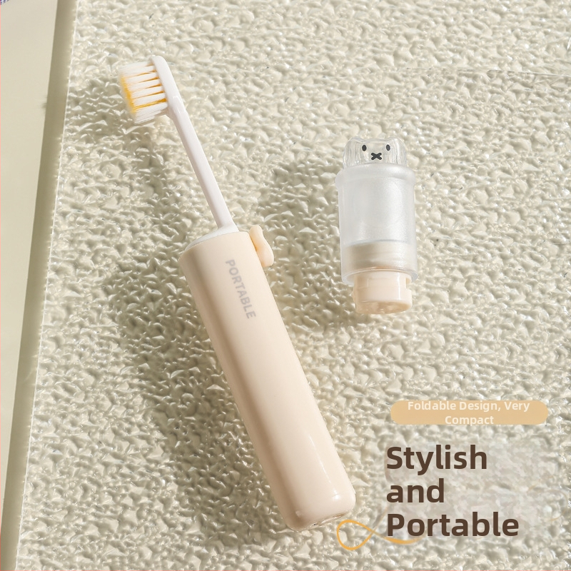 Kia Οδοντόβουρτσα ταξιδιού δύο σε ένα με αποθήκευση οδοντόπαστας, πλαστικό, απαλές τρίχες, μοτίβο: γλυκό, στυλ καρτούν