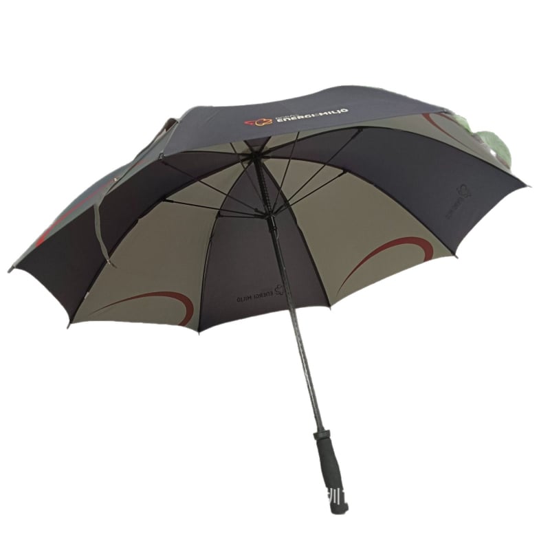 Διαφημιστική ομπρέλα με μακριά λαβή, σκελετός από ίνες με 8 ραβδούς, ύφασμα πολυεστέρα 190T, EVA λαβή, χειροκίνητο άνοιγμα-κλείσιμο, εκτύπωση λογοτύπου και προσαρμογή