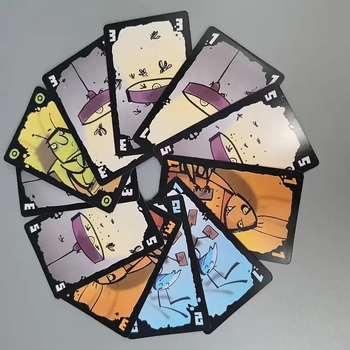 Joc de societate cu cărți – divertisment, dezvoltare intelectuală, interacțiune, cultivarea intereselor, raționament logic (Material: hârtie; Ambalaj: cutie color; Categorie: joc cu cărți; Vârstă: peste 14 ani)