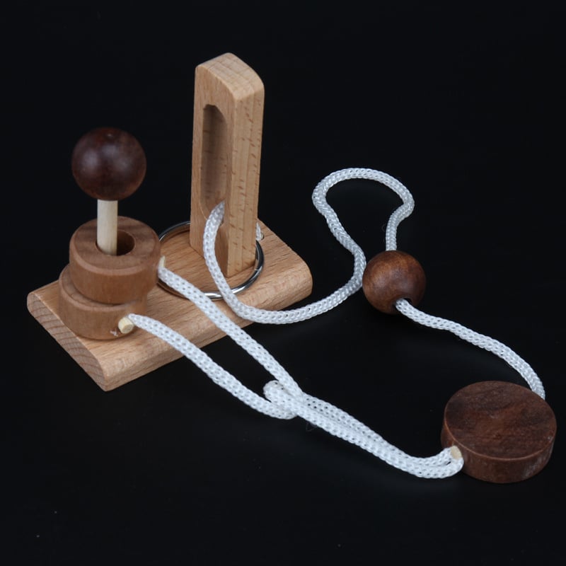 Puzzle din lemn Kongming/Luban Lock – puzzle cu trei coloane, soluții cu o singură coloană și cu două coloane, jucărie educativă pentru 7–14 ani