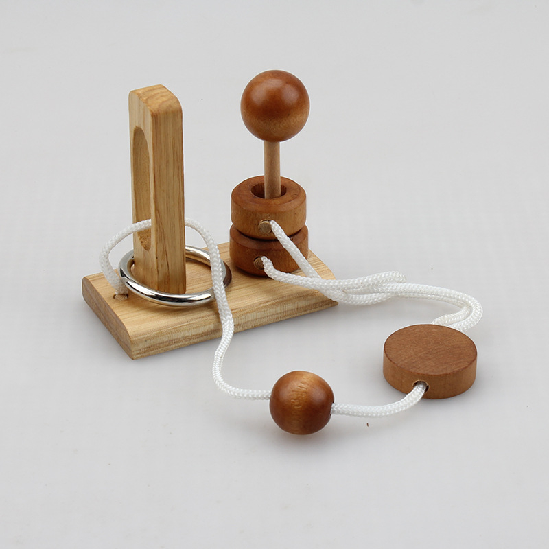 Puzzle din lemn Kongming/Luban Lock – puzzle cu trei coloane, soluții cu o singură coloană și cu două coloane, jucărie educativă pentru 7–14 ani