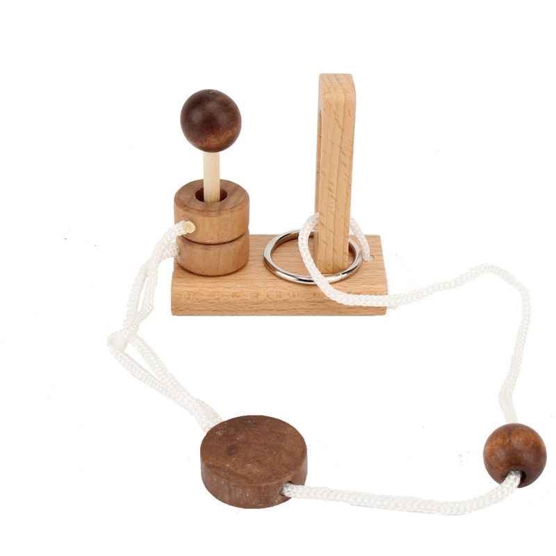 Puzzle din lemn Kongming/Luban Lock – puzzle cu trei coloane, soluții cu o singură coloană și cu două coloane, jucărie educativă pentru 7–14 ani