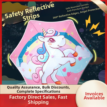 Παιδική ομπρέλα με στρογγυλεμένες γωνίες και σχέδιο καρτούν, κάλυμμα από βινύλιο 190T, 6 ακτίνες, ανακλαστική λωρίδα, χειροκίνητο άνοιγμα