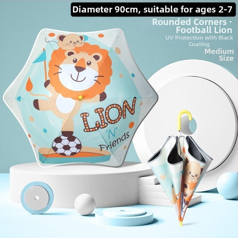 Παιδική ομπρέλα με στρογγυλεμένες γωνίες και σχέδιο καρτούν, κάλυμμα από βινύλιο 190T, 6 ακτίνες, ανακλαστική λωρίδα, χειροκίνητο άνοιγμα