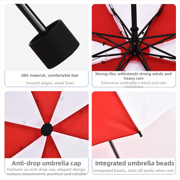8-rebrni kišobran, ručno otvaranje, 190T tkanina, čelični okvir, UV zaštita UPF50+, tisk logotipa