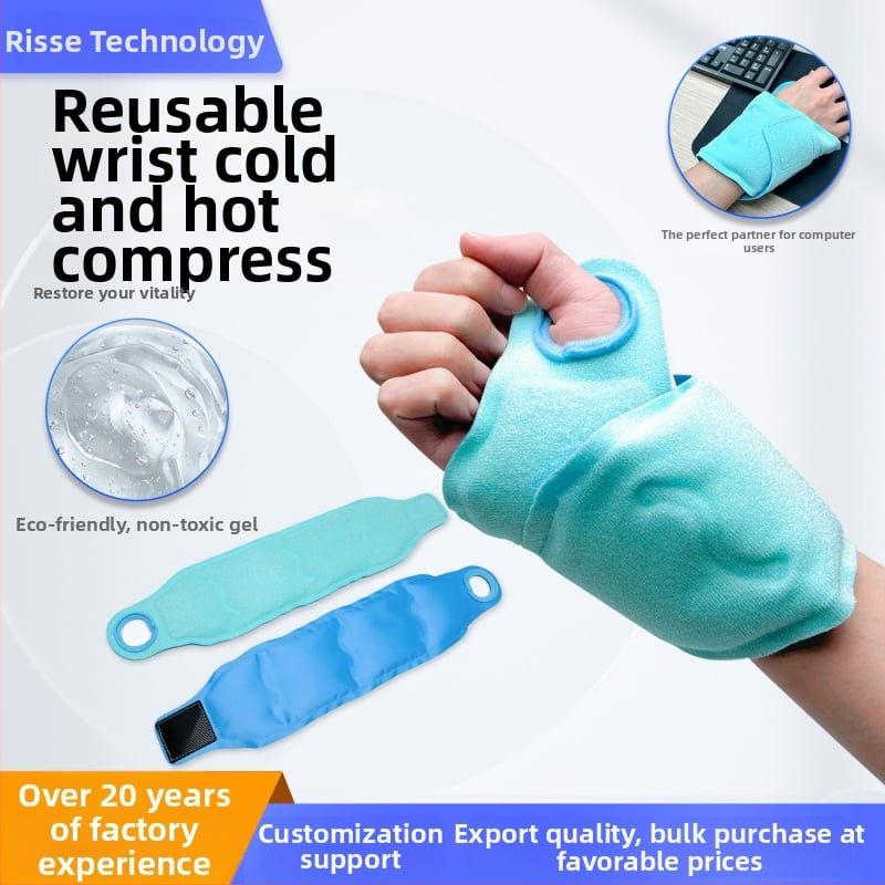 Ruixi ледена подложка за китката, PVC плат, пълнител от ледени кристали, за охлаждане и предотвратяване на топлинни удари