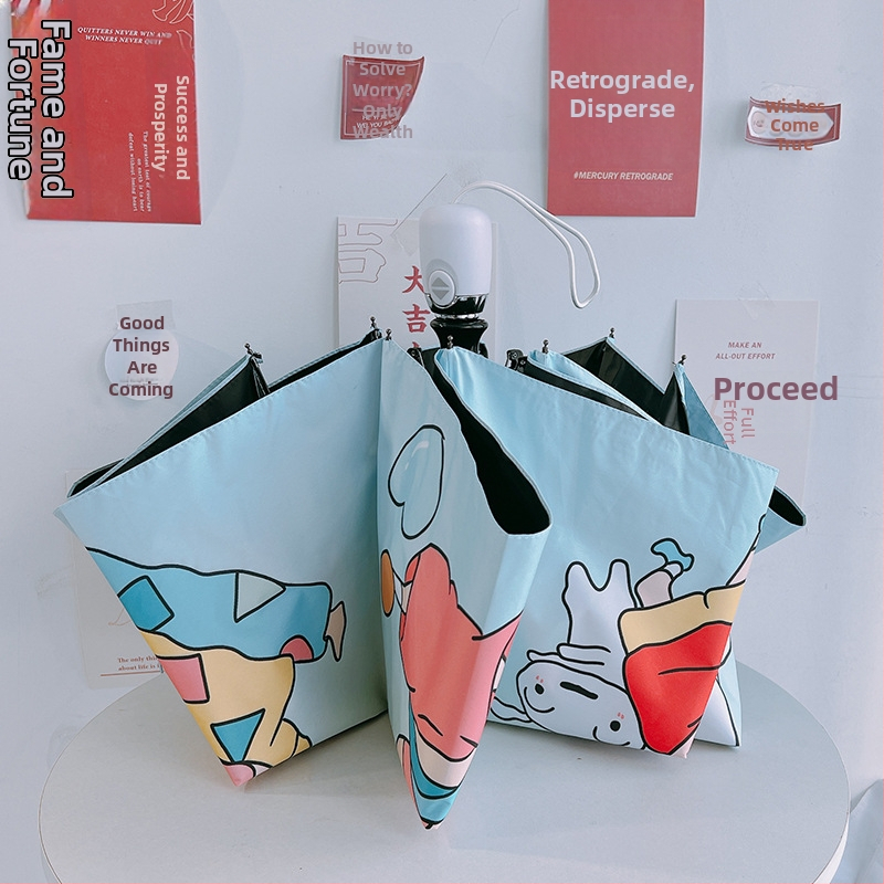 Dječji kišobran za sunce i kišu s gradijentnim dizajnom, 3-dijelni, automatsko otvaranje, 8 rebara, tkanina 190T, šipke od željeza, ručka od plastike