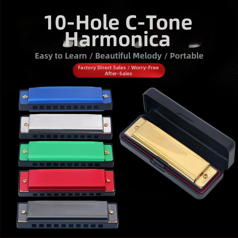 Harmonika s 10 rupa, 20 tonova, C napon, blues harmonika s ABS kućištem, za početnike