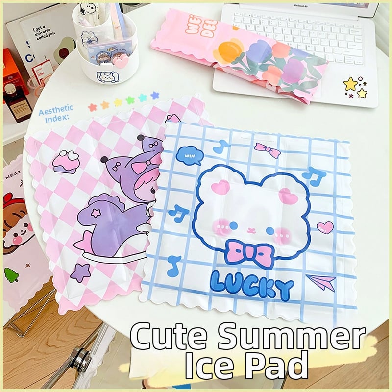 Ледена подложка за охлаждане на офисно бюро и лаптоп — PVC плат, пълнеж от ледени кристали, карикатурен стил, приблизително 600 г, кутия с 40 броя