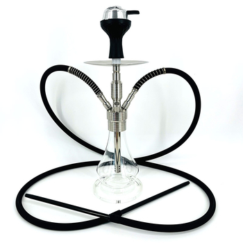 Hookah set s dvostrukim nehrđajućim cijevima i silikonskim crijevom, konfigurabilan, moderni minimalistički dizajn
