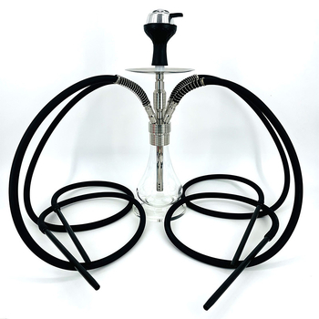Hookah set s dvostrukim nehrđajućim cijevima i silikonskim crijevom, konfigurabilan, moderni minimalistički dizajn