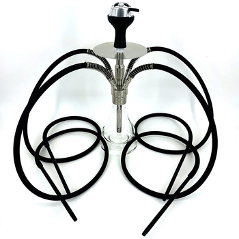 Hookah set s dvostrukim nehrđajućim cijevima i silikonskim crijevom, konfigurabilan, moderni minimalistički dizajn
