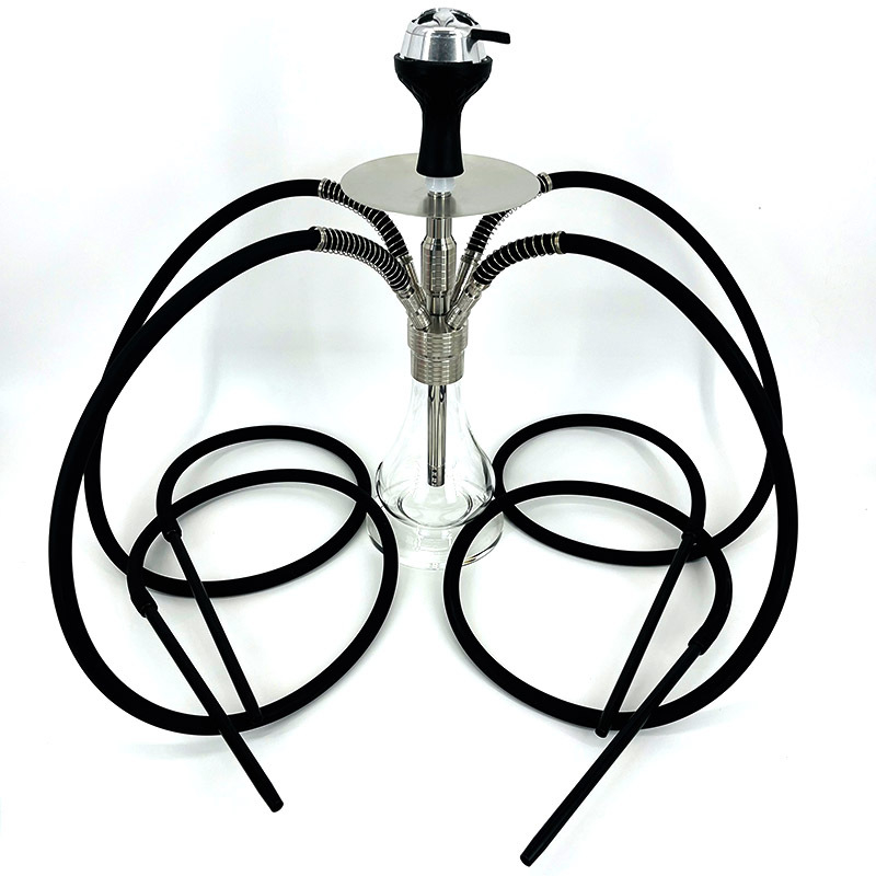 Hookah set s dvostrukim nehrđajućim cijevima i silikonskim crijevom, konfigurabilan, moderni minimalistički dizajn