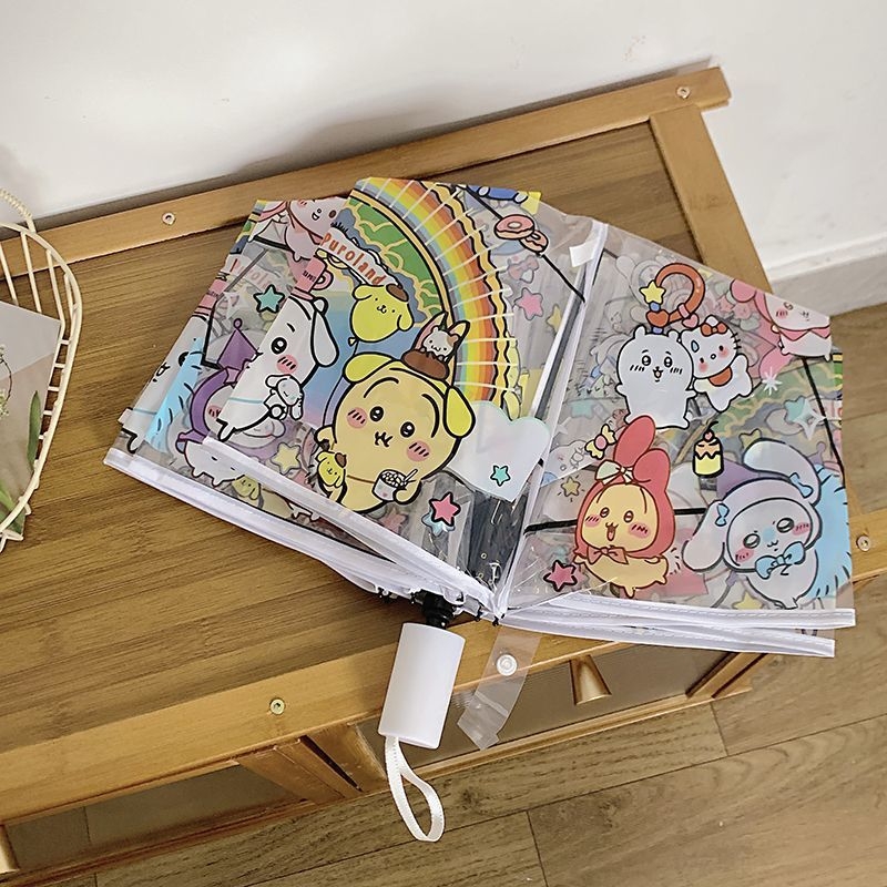 Prozirni sklopivi kišobran s PVC platnom, osam rebara od metala, plastična ručka, potpuno automatsko otvaranje, radijus 48–53 cm