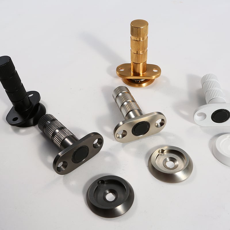 Skriti podni stopper za vrata, montiran na podu, dizajn skriven, jaka magnetska privlačnost, materijali: bakar, aluminijev oksid, cinkova legura, elektroplat završetak