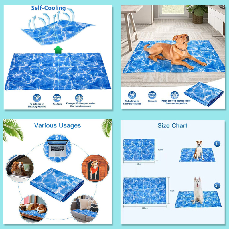 Охлаждащ мат за кучета — пластмасов материал, мека ледена повърхност, устойчив на надраскване и разкъсване