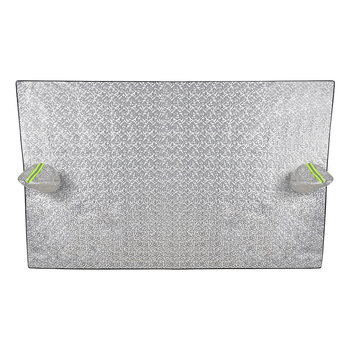 Зимна покривка за предното стъкло на автомобил (алуминиево фолио; удебелен; шарка: каре; монтаж тип карта; тегло 360 г)