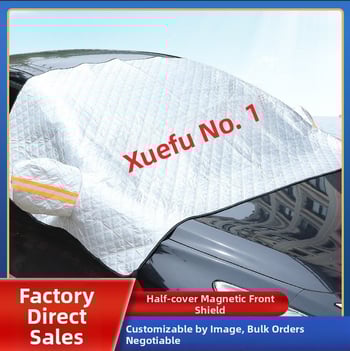 Зимна покривка за предното стъкло на автомобил (алуминиево фолио; удебелен; шарка: каре; монтаж тип карта; тегло 360 г)