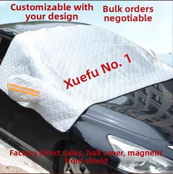 Зимна покривка за предното стъкло на автомобил (алуминиево фолио; удебелен; шарка: каре; монтаж тип карта; тегло 360 г)