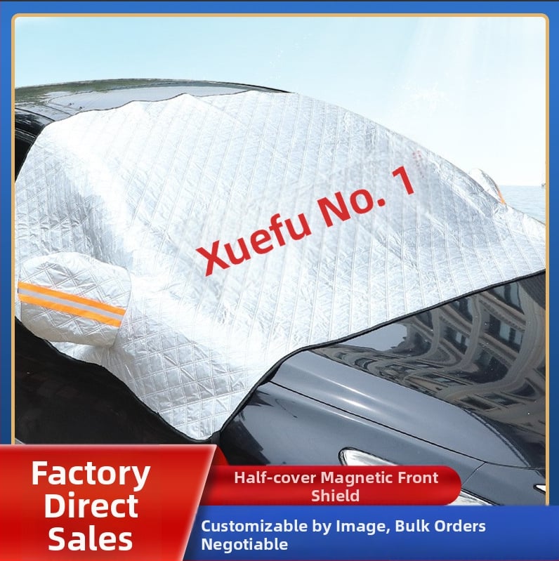 Зимна покривка за предното стъкло на автомобил (алуминиево фолио; удебелен; шарка: каре; монтаж тип карта; тегло 360 г)