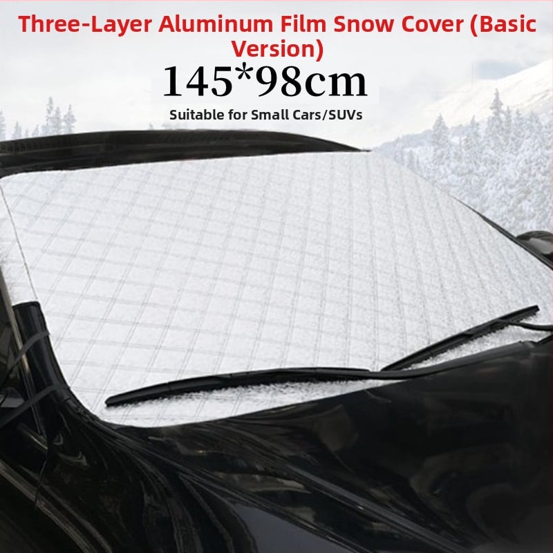 Зимна покривка за предното стъкло на автомобил (алуминиево фолио; удебелен; шарка: каре; монтаж тип карта; тегло 360 г)