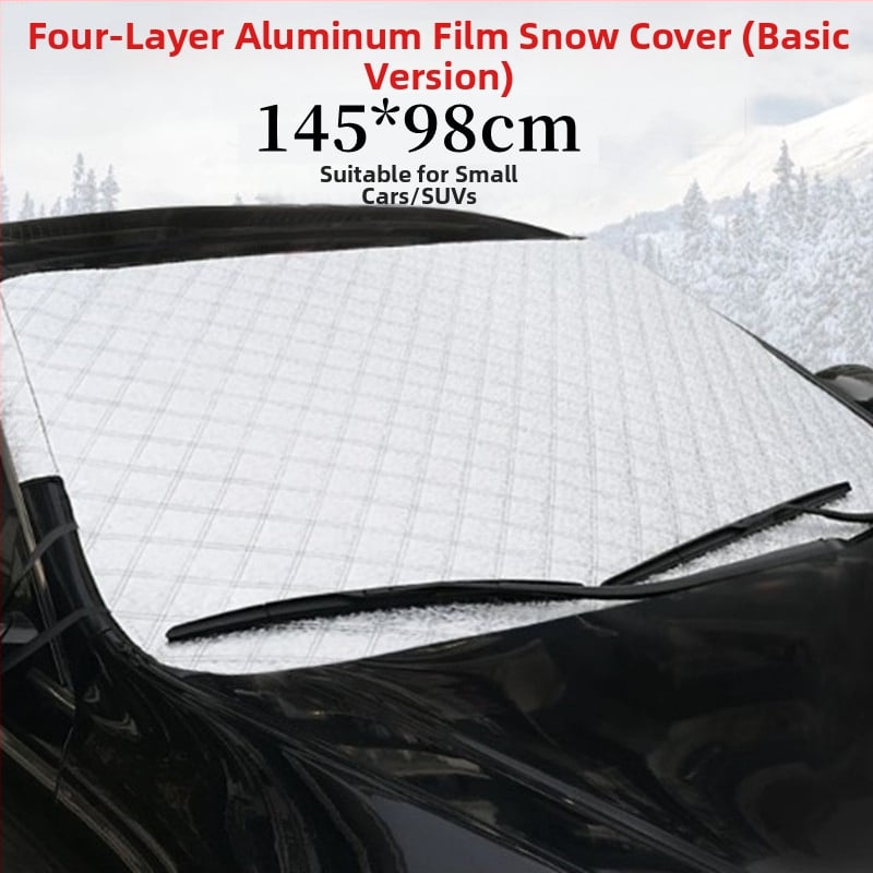 Зимна покривка за предното стъкло на автомобил (алуминиево фолио; удебелен; шарка: каре; монтаж тип карта; тегло 360 г)