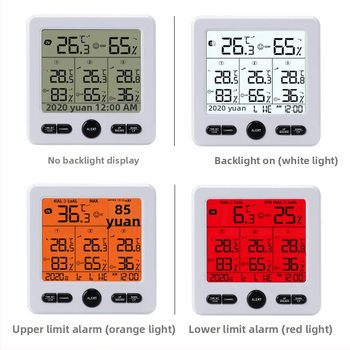 3-u-1 bežični digitalni mjerač temperature i vlage, unutarnje i vanjske upotrebe, s velikim zaslonom u boji i alarmom