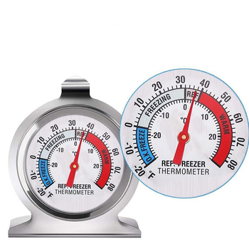Ogombo nehrđajući čelik termometar za hladnjak i zamrzivač, raspon temperature -20 do 20 °C, mogućnost prilagođavanja
