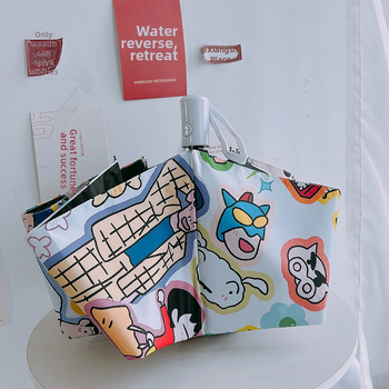 Retro trodijelni sunčani kišobran s automatskim otvaranjem, 8 rebara od željeza, plastična ručka.