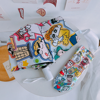 Retro trodijelni sunčani kišobran s automatskim otvaranjem, 8 rebara od željeza, plastična ručka.