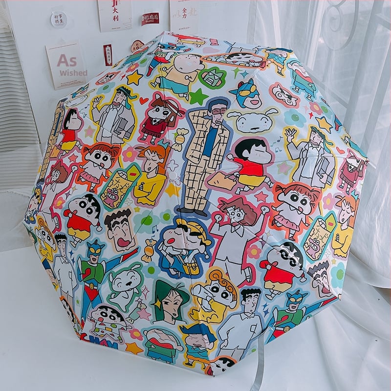 Retro trodijelni sunčani kišobran s automatskim otvaranjem, 8 rebara od željeza, plastična ručka.