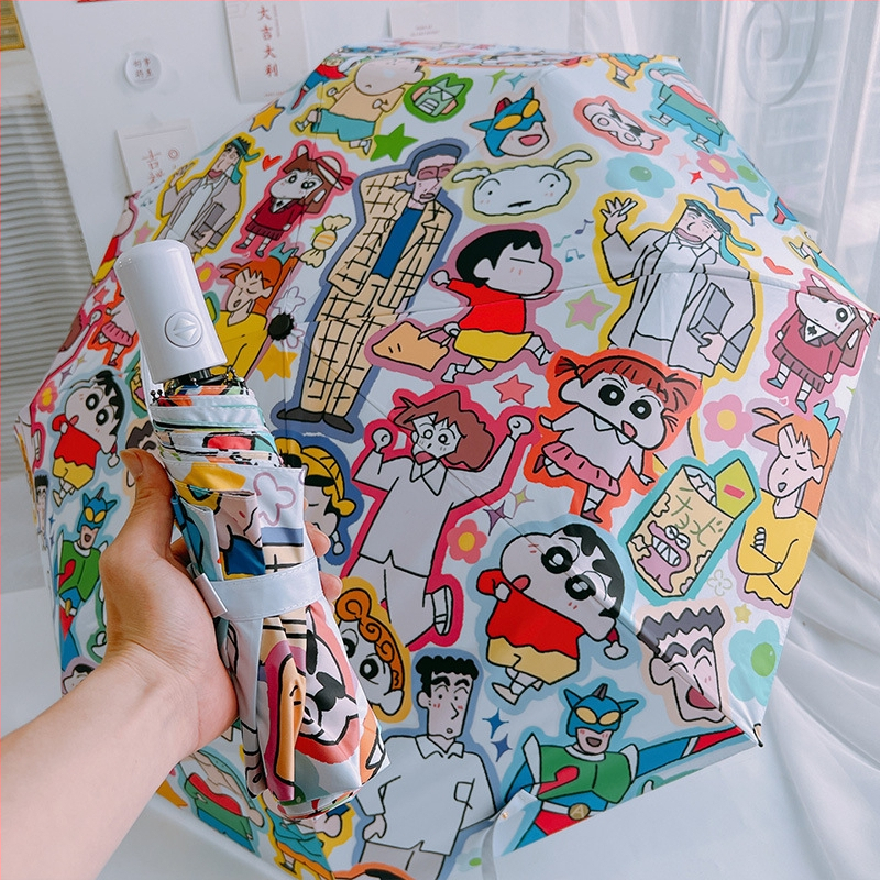 Retro trodijelni sunčani kišobran s automatskim otvaranjem, 8 rebara od željeza, plastična ručka.