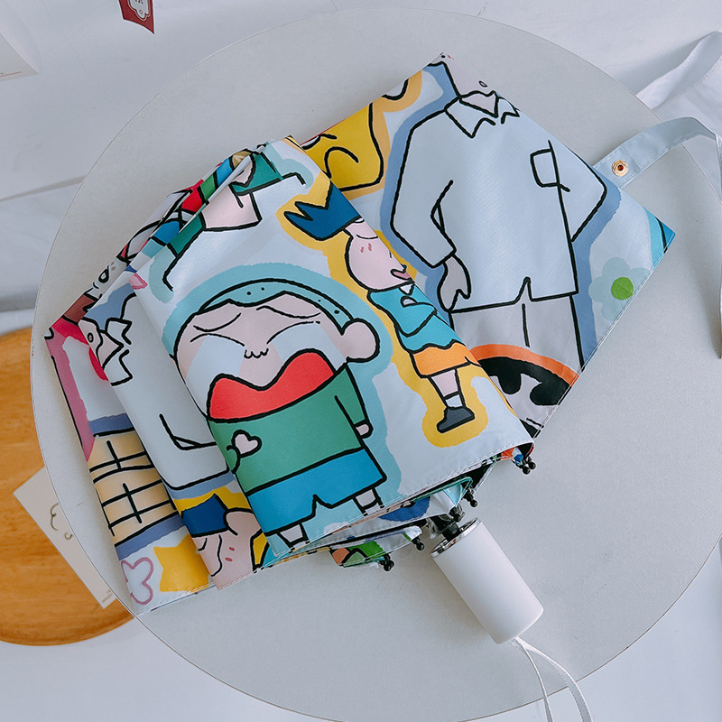 Retro trodijelni sunčani kišobran s automatskim otvaranjem, 8 rebara od željeza, plastična ručka.