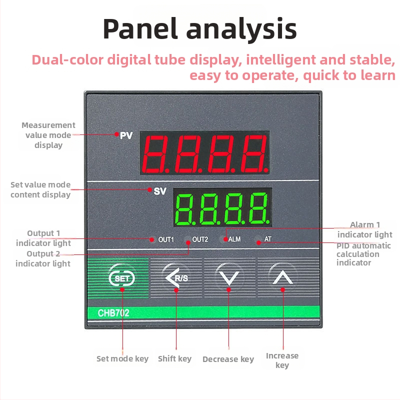 Digitálny PID inteligentný termostat so dvoma výstupmi a displejom CHB401/402/702/902 – zariadenie na riadenie teploty