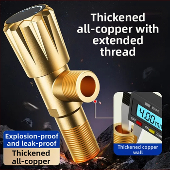 Kutni ventil od bakrene legure, zidni, za toplu i hladnu vodu, radni tlak 0-90