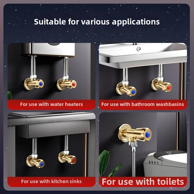 Kutni ventil od bakrene legure, zidni, za toplu i hladnu vodu, radni tlak 0-90