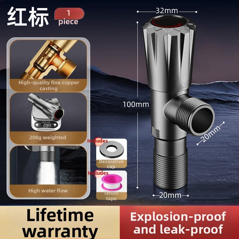 Kutni ventil od bakrene legure, zidni, za toplu i hladnu vodu, radni tlak 0-90