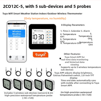 Nobitor WiFi bežični mjerač temperature i vlage s 5 senzora, vodootporna sonda za temperaturu za skladištenje, akvarij i uzgoj