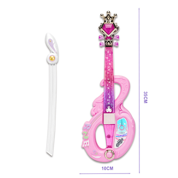 Vioară-jucărie muzicală pentru copii cu senzor de gravitație și muzică cu lumini; material plastic; interactiv; potrivit pentru 4–6 ani; stimulează coordonarea mână-ochi