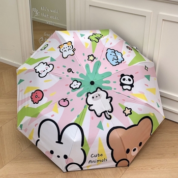 Dječji sklopivi kišobran za kišu i sunce, 8 rebara, ručno otvaranje, UPF50+ UV zaštita, izdržljiva tkanina, silikonske šipke, gumeni držač