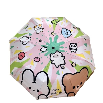 Dječji sklopivi kišobran za kišu i sunce, 8 rebara, ručno otvaranje, UPF50+ UV zaštita, izdržljiva tkanina, silikonske šipke, gumeni držač