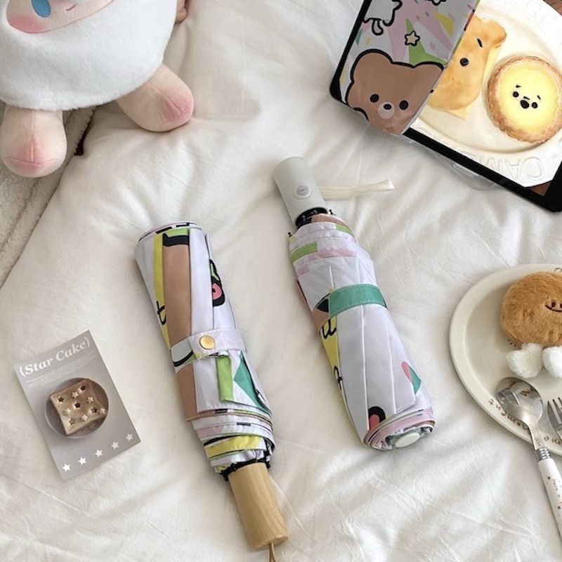 Dječji sklopivi kišobran za kišu i sunce, 8 rebara, ručno otvaranje, UPF50+ UV zaštita, izdržljiva tkanina, silikonske šipke, gumeni držač