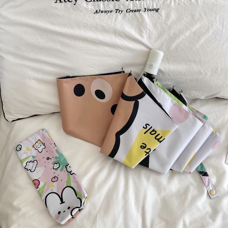 Dječji sklopivi kišobran za kišu i sunce, 8 rebara, ručno otvaranje, UPF50+ UV zaštita, izdržljiva tkanina, silikonske šipke, gumeni držač