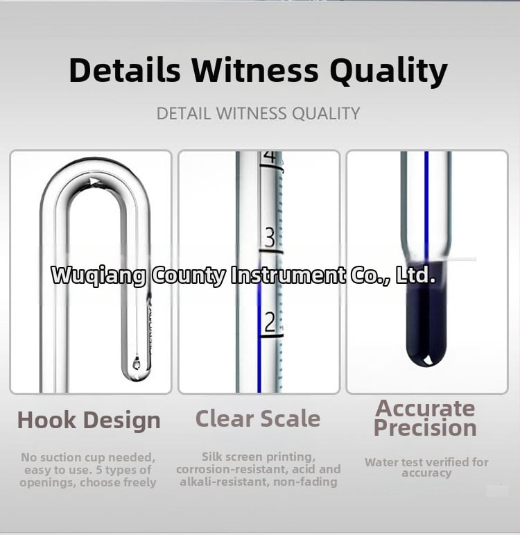 Stakleni termometar za vodu u akvariju, zidni termometar s kukom, model sr-ggwdj, Shengrui, raspon mjerenja 0–40°C