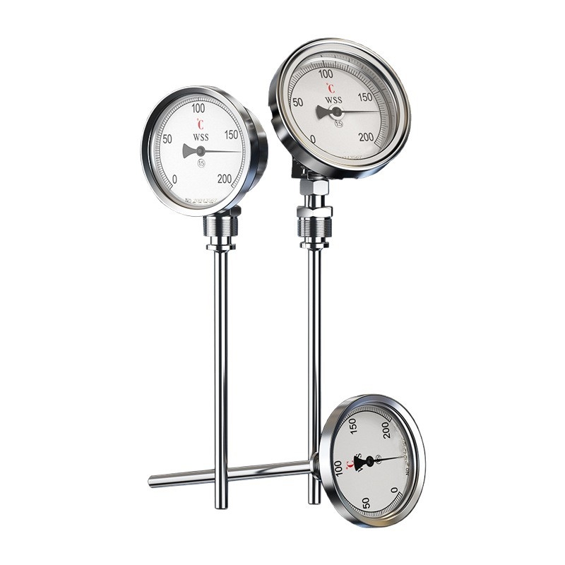 Διμεταλλικό θερμόμετρο για σωληνώσεις λέβητα, ανοξείδωτος χάλυβας, μοντέλο WSS411/401, βιομηχανικός μετρητής θερμοκρασίας, ανθεκτικό σε υψηλές θερμοκρασίες