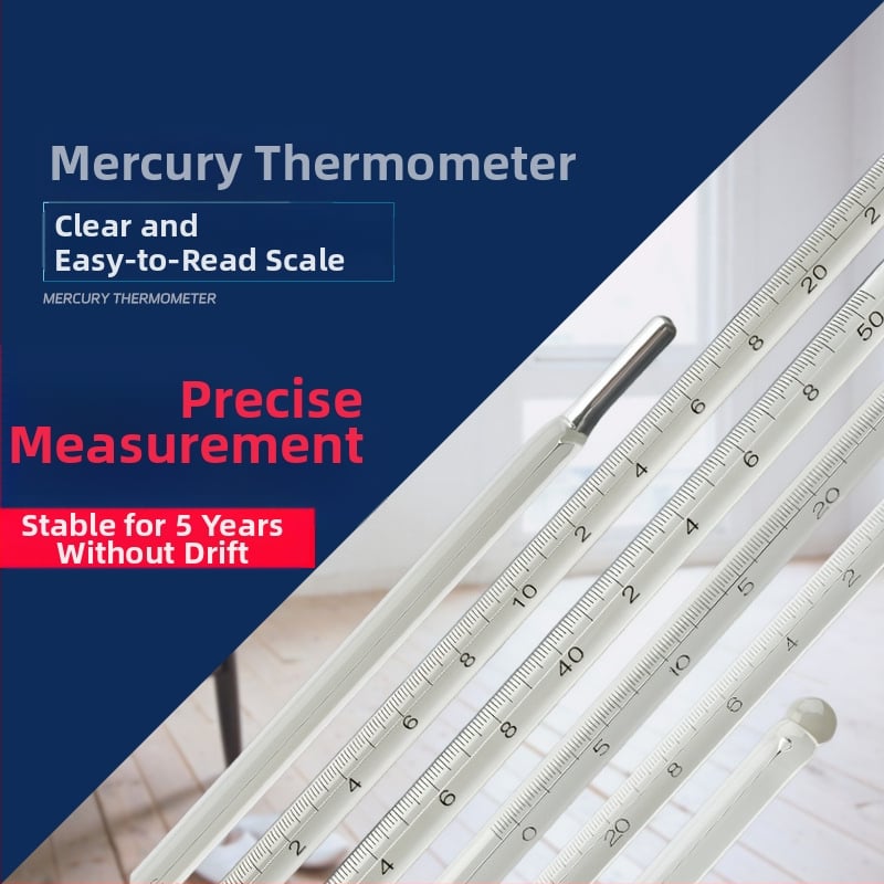 Sklenený teplomer s tyčkou, na meranie teploty, bez značky