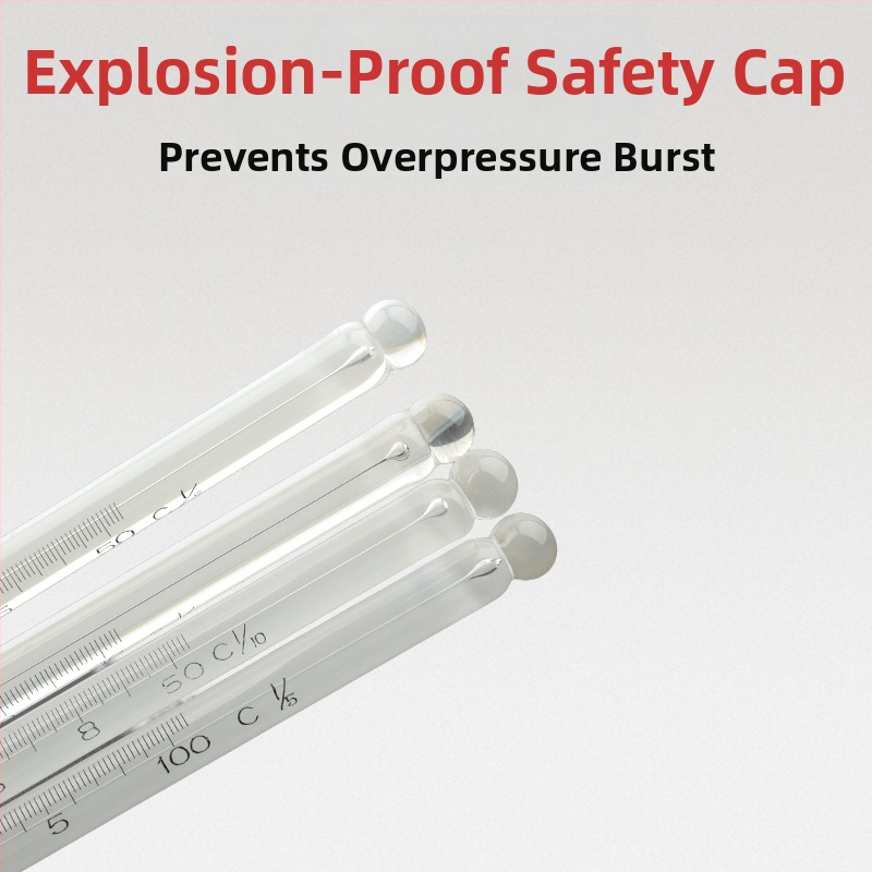 Sklenený teplomer s tyčkou, na meranie teploty, bez značky